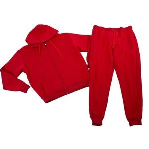 COPY - BIG AND TALL 5X RED Zipdown Hoodie Sweatsuit